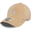 bone-curvo-bege-ajustavel-para-mulheres-9forty-velour-diamante-da-los-angeles-dodgers-mlb-da-new-era