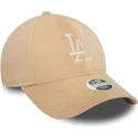 bone-curvo-bege-ajustavel-para-mulheres-9forty-velour-diamante-da-los-angeles-dodgers-mlb-da-new-era