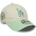bone-curvo-bege-e-verde-ajustavel-para-mulheres-9twenty-world-series-cooperstown-da-los-angeles-dodgers-mlb-da-new-era