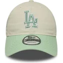 bone-curvo-bege-e-verde-ajustavel-para-mulheres-9twenty-world-series-cooperstown-da-los-angeles-dodgers-mlb-da-new-era