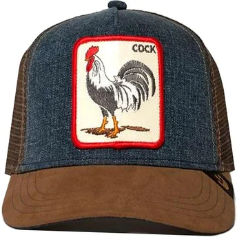 Boné trucker castanho e denim galo Big Strut da Goorin Bros.