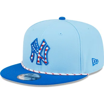 Boné plano azul snapback 9FIFTY 4th July da New York Yankees MLB da New Era