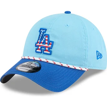 Boné curvo azul ajustável 9TWENTY 4th July da Los Angeles Dodgers MLB da New Era