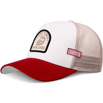 Boné trucker bege e vermelho High Lines HFT da Coastal