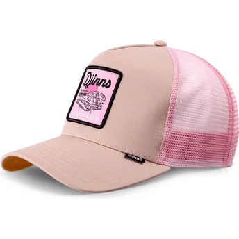 Boné trucker bege e rosa Do Nothing Club HFT DNC Pool da Djinns