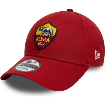 Boné curvo vermelho ajustável 9FORTY Core da Associazione Sportiva Roma Serie A da New Era