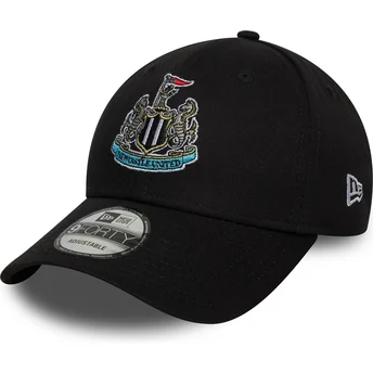 Boné curvo preto ajustável 9FORTY Core da Newcastle United Football Club Premier League da New Era