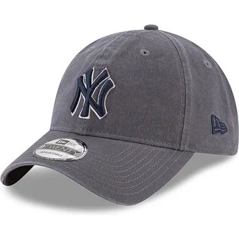 Boné curvo cinza ajustável com logo azul 9TWENTY Core Classics da New York Yankees MLB da New Era