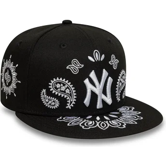 Boné plano preto justo 59FIFTY Paisley da New York Yankees MLB da New Era