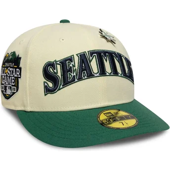 Boné curvo bege e verde justo 59FIFTY All Star Game Pin da Seattle Mariners MLB da New Era
