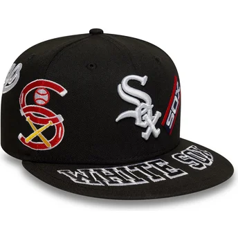 Boné plano preto justo 59FIFTY All Over da Chicago White Sox MLB da New Era