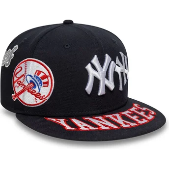 Boné plano azul marinho justo 59FIFTY All Over da New York Yankees MLB da New Era