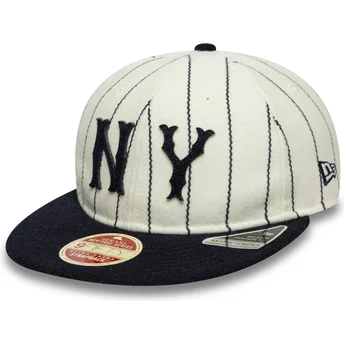 Boné plano bege e azul marinho ajustável 9FIFTY Retro Crown Heritage da New York Yankees MLB da New Era