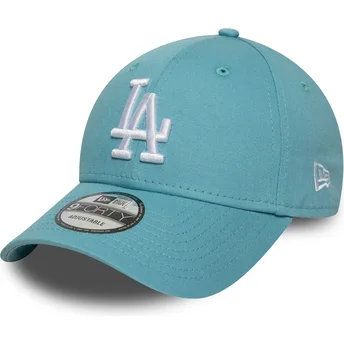Boné curvo azul claro ajustável 9FORTY League Essential da Los Angeles Dodgers MLB da New Era