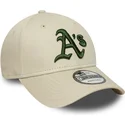bone-curvo-bege-ajustavel-com-logo-verde-9forty-league-essential-da-oakland-athletics-mlb-da-new-era