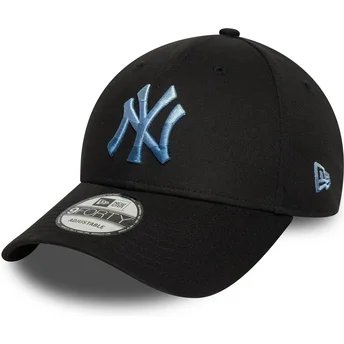 Boné curvo preto ajustável com logo azul 9FORTY Ombre Infill da New York Yankees MLB da New Era