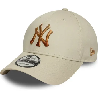 Boné curvo bege ajustável com logo castanho 9FORTY Ombre Infill da New York Yankees MLB da New Era