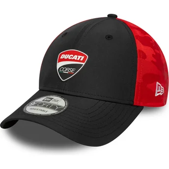 Boné curvo preto e vermelho ajustável 9FORTY Logo da Ducati Motor MotoGP da New Era
