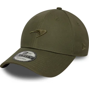 Boné curvo verde ajustável com logo verde 9FORTY Seasonal da McLaren Racing Formula 1 da New Era