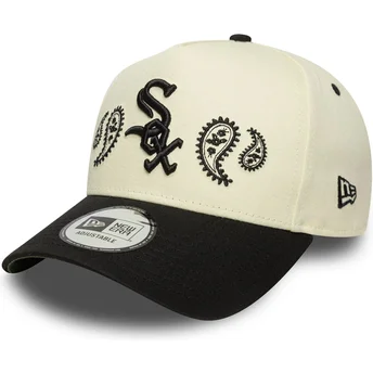 Boné curvo bege e preto snapback A Frame Paisley da Chicago White Sox MLB da New Era