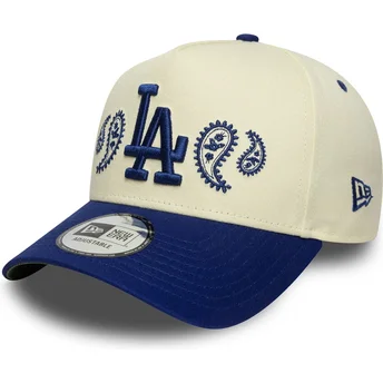 Boné curvo bege e azul snapback A Frame Paisley da Los Angeles Dodgers MLB da New Era