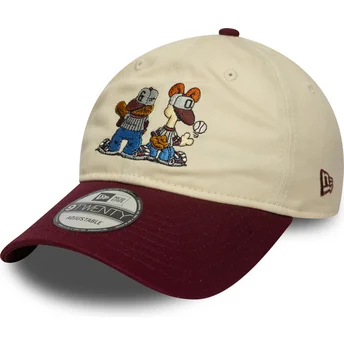 Boné curvo bege e grená ajustável 9TWENTY da Garfield e Odie da New Era