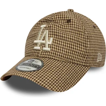 Boné curvo castanho ajustável 9TWENTY Houndstooth da Los Angeles Dodgers MLB da New Era