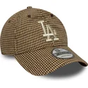 bone-curvo-castanho-ajustavel-9twenty-houndstooth-da-los-angeles-dodgers-mlb-da-new-era