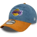 bone-curvo-azul-e-castanho-ajustavel-9twenty-denim-midi-da-los-angeles-lakers-nba-da-new-era