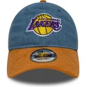bone-curvo-azul-e-castanho-ajustavel-9twenty-denim-midi-da-los-angeles-lakers-nba-da-new-era