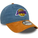 bone-curvo-azul-e-castanho-ajustavel-9twenty-denim-midi-da-los-angeles-lakers-nba-da-new-era