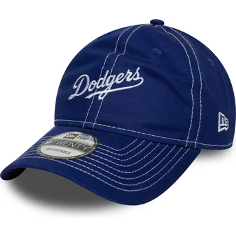 Boné curvo azul ajustável 9TWENTY Contrast Stitch da Los Angeles Dodgers MLB da New Era