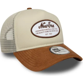 Boné trucker castanho A Frame Suede Oval Patch da New Era
