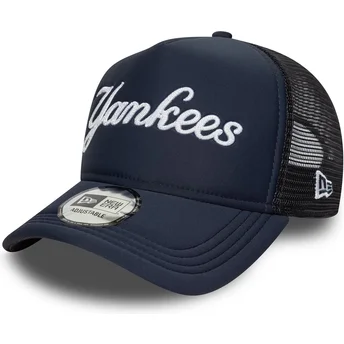 Boné trucker azul marinho A Frame Script da New York Yankees MLB da New Era