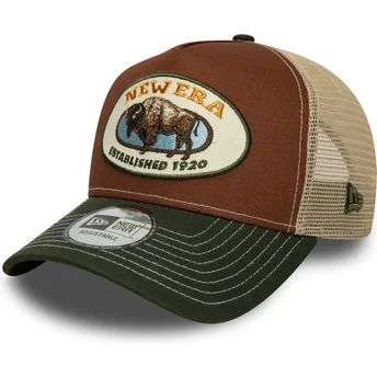 Boné trucker castanho e verde A Frame Animal Patch da búfalo da New Era
