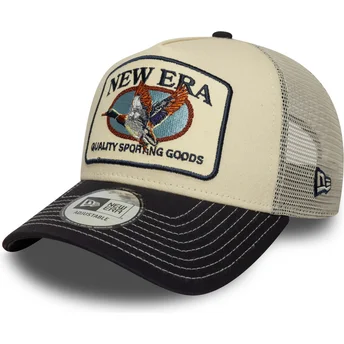 Boné trucker bege e azul marinho A Frame Animal Patch da pato da New Era