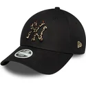 bone-curvo-preto-ajustavel-para-mulheres-9forty-leaopard-infill-da-new-york-yankees-mlb-da-new-era