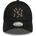 bone-curvo-preto-ajustavel-para-mulheres-9forty-leaopard-infill-da-new-york-yankees-mlb-da-new-era