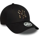 bone-curvo-preto-ajustavel-para-mulheres-9forty-leaopard-infill-da-new-york-yankees-mlb-da-new-era