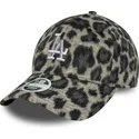 bone-curvo-preto-ajustavel-para-mulheres-9forty-cosy-animal-da-los-angeles-dodgers-mlb-da-new-era