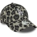 bone-curvo-preto-ajustavel-para-mulheres-9forty-cosy-animal-da-los-angeles-dodgers-mlb-da-new-era