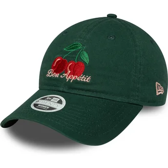 Boné curvo verde ajustável para mulheres 9TWENTY Phrase Bon Appetit da New Era
