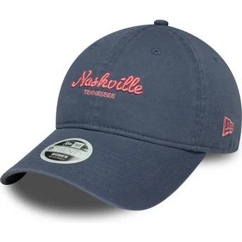 Boné curvo azul ajustável para mulheres 9TWENTY City da Nashville da New Era