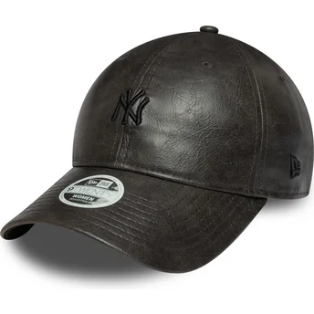Boné curvo preto ajustável para mulheres com logo preto 9TWENTY Tonal da New York Yankees MLB da New Era