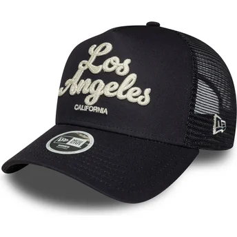 Boné trucker azul marinho para mulheres A Frame City da Los Angeles da New Era