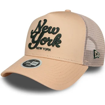 Boné trucker rosa para mulheres A Frame City da New York da New Era