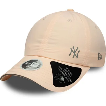 Boné curvo rosa ajustável para mulheres Open Back Flawless da New York Yankees MLB da New Era