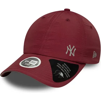 Boné curvo grená ajustável para mulheres Open Back Flawless da New York Yankees MLB da New Era