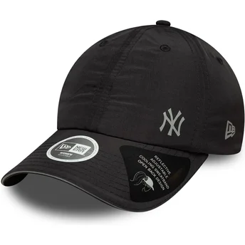 Boné curvo preto ajustável para mulheres Open Back Flawless da New York Yankees MLB da New Era