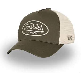 Boné trucker verde e bege ajustável LOF B32 da Von Dutch
